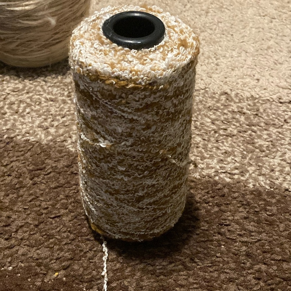 Textured Tan and White Yarn Spool